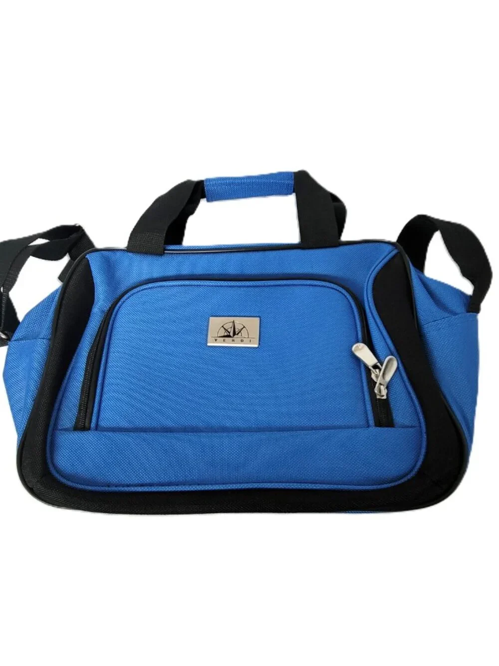 Vintage Verdi Blue Canvas Travel Duffel Bag Small Gym Carry On Tote